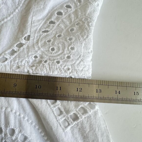 Japna Dress Womens S White Eyelet Embroidered Scalloped Hem Cottagecore Peasant - Picture 12 of 13
